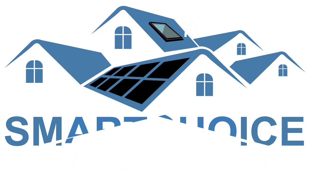 SmartChoice Roofing logo with house rooftops.